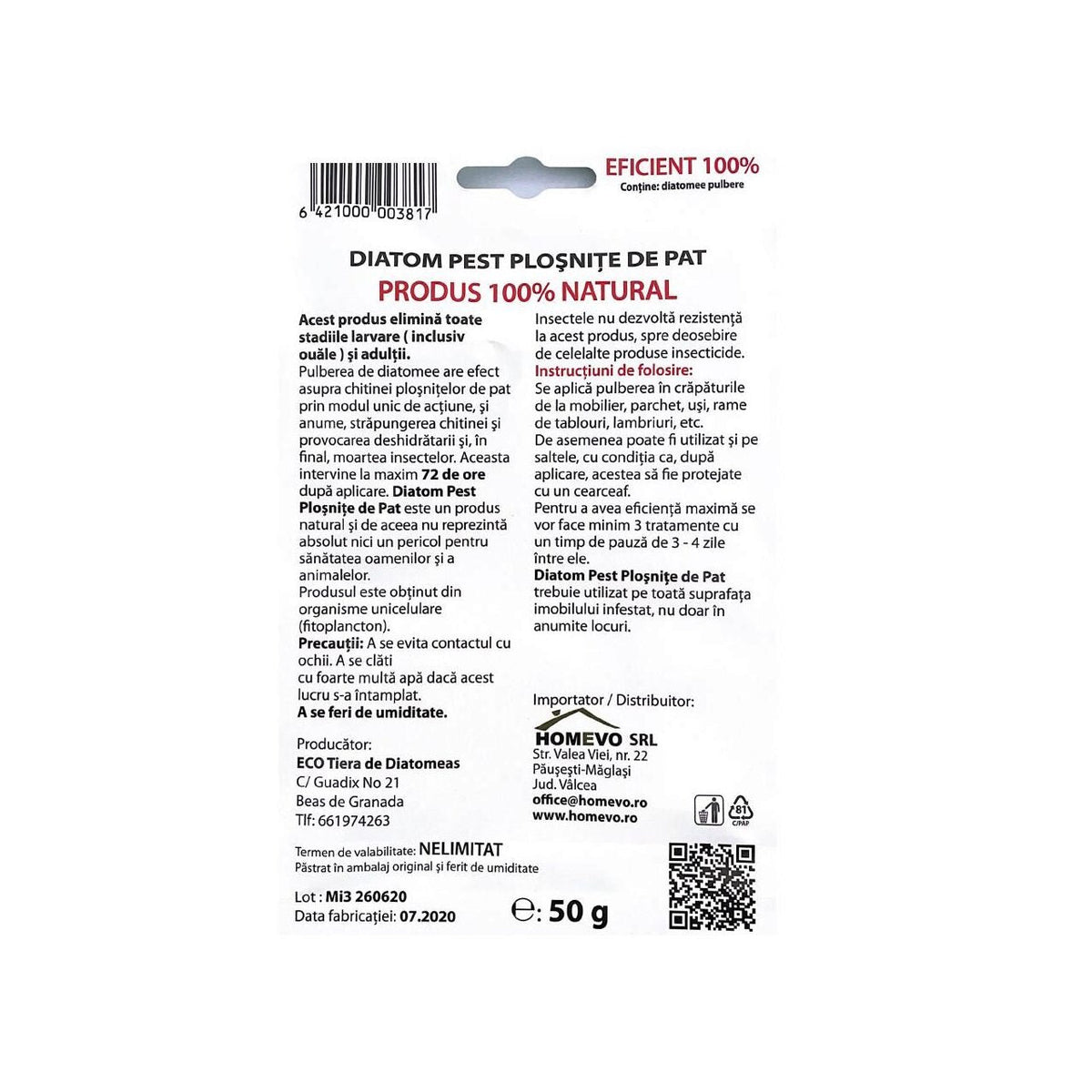 HOMEVO Repelent plosnite de pat SAE80223