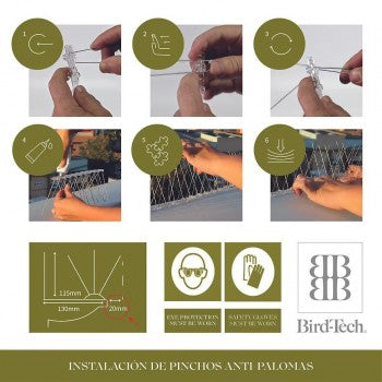 Pachet 3 Rânduri Țepi Anti-Păsări 3m + Silicon - Nemontate SAE 15013