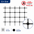 Plasă Anti-Păsări Ignifugă (Neagră) 5x5 m cu Ochiuri de 50 mm SAE 50510